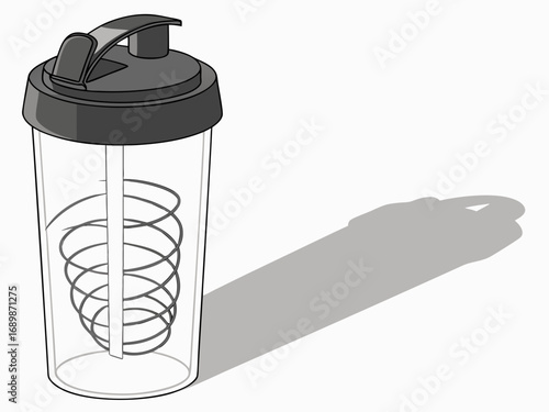 Transparent 3d protein shaker bottle with wire whisk for smoothies and supplements