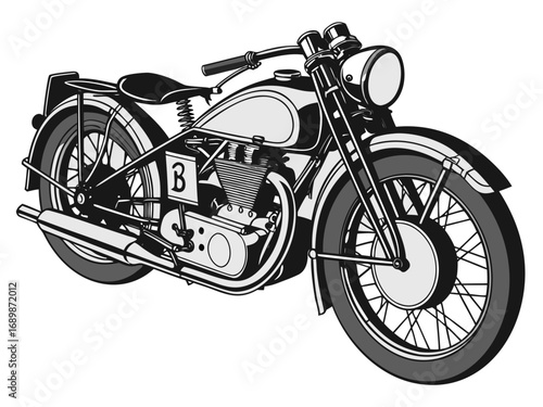 Vintage 1920s brough superior motorcycle vector illustration scalable polished chrome art
