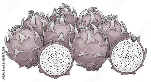 Pile of Dragon Fruits Displaying Fresh Tropical Delight and Natural Goodness