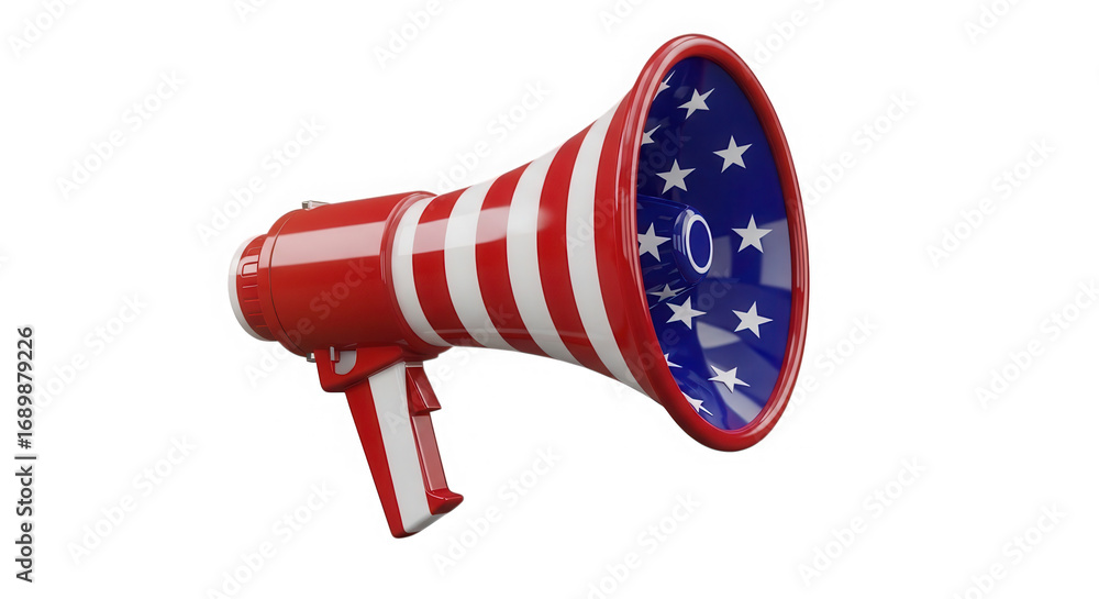 Naklejka premium American flag megaphone patriotic symbol isolated on transparent background