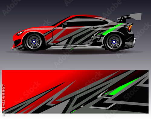 Car wrap design vector. Graphic abstract stripe racing background designs for vehicle, rally, race, adventure and car racing livery	