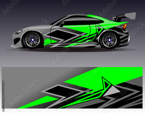 Car wrap design vector. Graphic abstract stripe racing background designs for vehicle, rally, race, adventure and car racing livery	