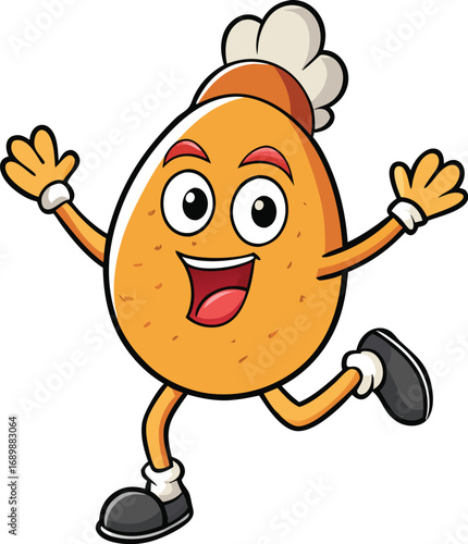 Vector art of cartoon fried chicken leg character running