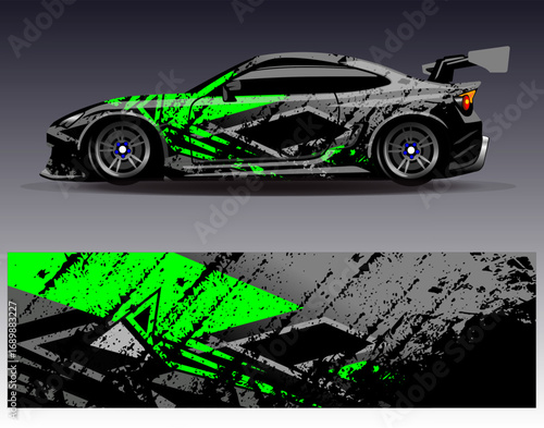 Car wrap design vector. Graphic abstract stripe racing background designs for vehicle, rally, race, adventure and car racing livery	