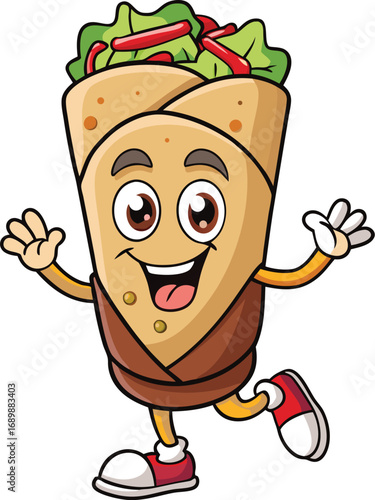 Vector art of happy cartoon burrito character is smiling