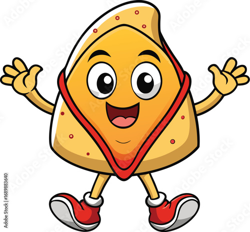 Vector art of happy cartoon tortilla chip character
