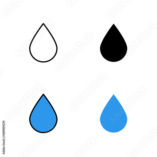 Water Drop icon . in stroke, black and colored vectors collection isolated on white background.