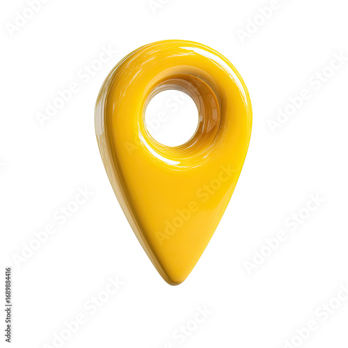3D rendered, bright yellow map pin icon