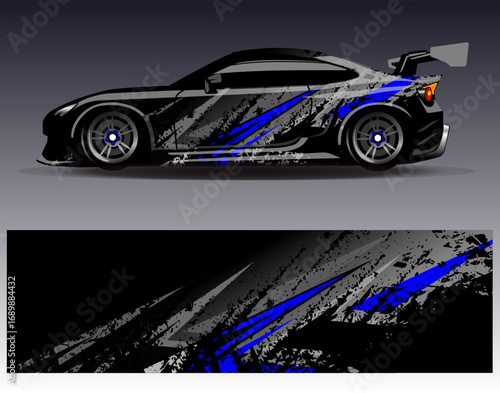 Car wrap design vector. Graphic abstract stripe racing background designs for vehicle, rally, race, adventure and car racing livery	