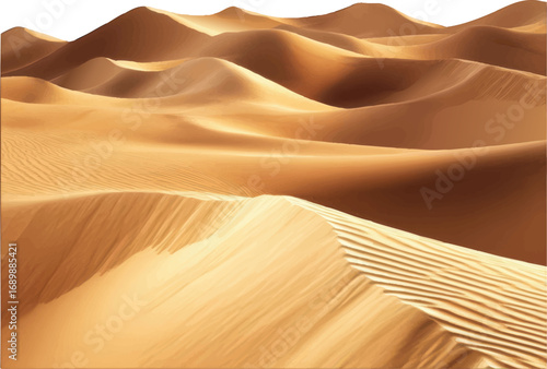 Golden sand dunes under sunlight with rippled texture