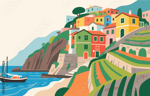 European architecture and scenery, vector graphics
