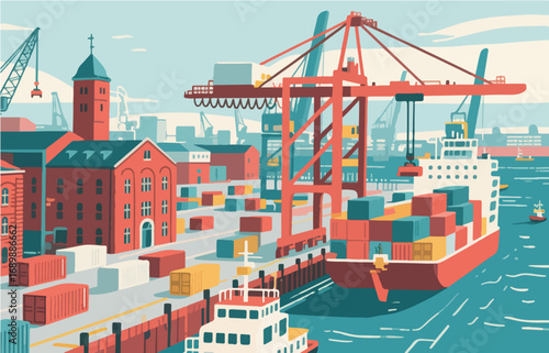 European architecture and scenery, vector graphics