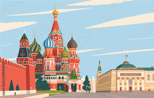European architecture and scenery, vector graphics