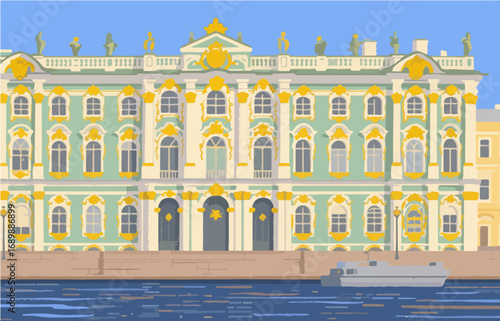 European architecture and scenery, vector graphics