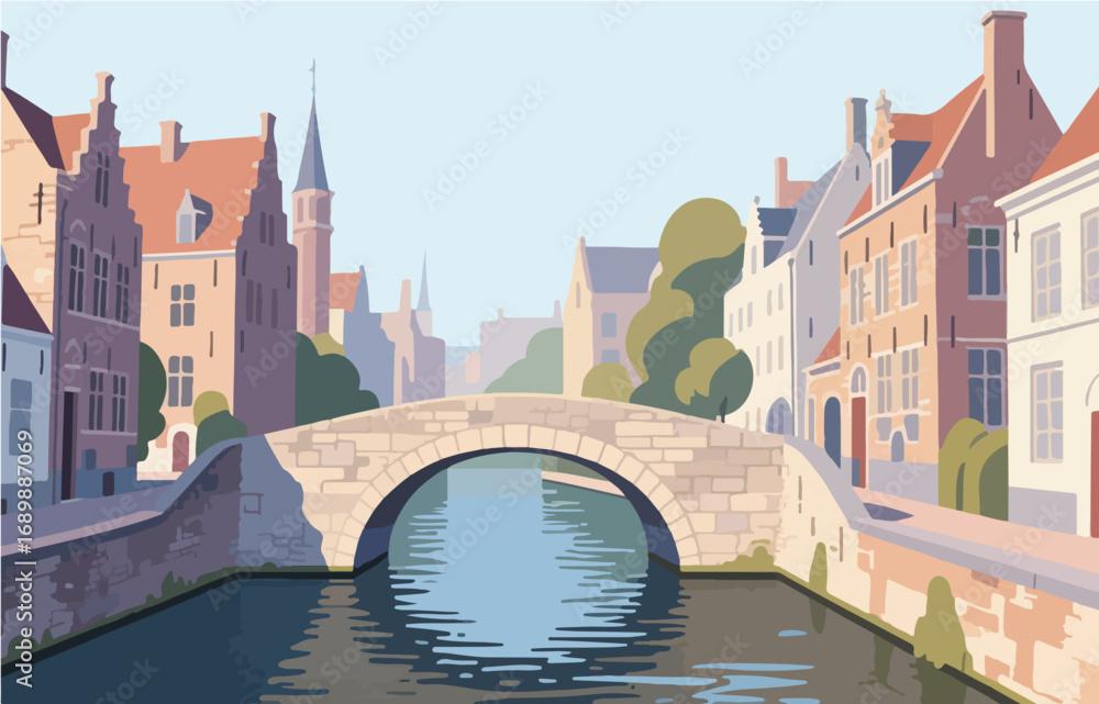 Fototapeta premium European architecture and scenery, vector graphics