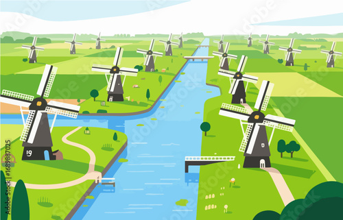 European architecture and scenery, vector graphics
