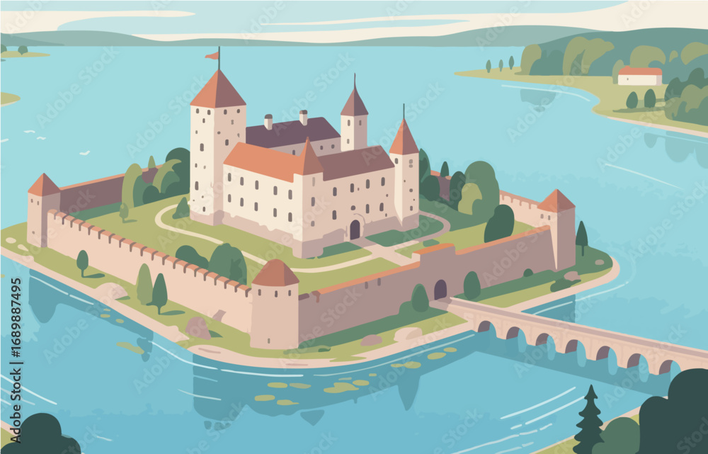 custom made wallpaper toronto digitalEuropean architecture and scenery, vector graphics