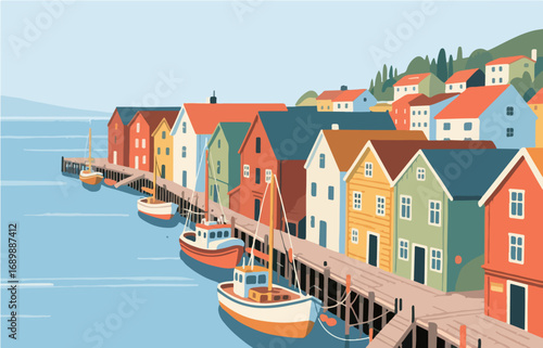 European architecture and scenery, vector graphics