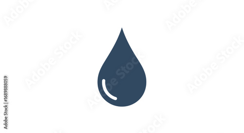 Dark-blue water drop graphic, simple and clean design.