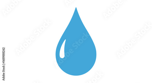 A simple, stylized illustration of a single, light-blue water droplet against a white background.