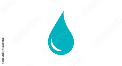 Teal water drop graphic, simple and stylized.
