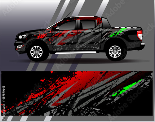 Car wrap design vector. Graphic abstract stripe racing background designs for vehicle, rally, race, adventure and car racing livery	