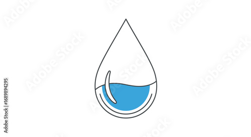 Simple illustration of a water droplet, depicting the concept of water conservation and environmental awareness.