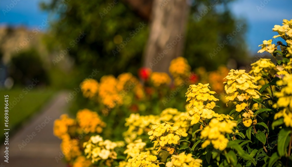 Obraz premium Vibrant flower garden in sunlight