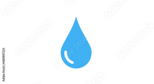 Illustration of a blue water droplet on a white background, simple and clean.