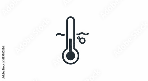 Thermometer submerged in water, measuring temperature.