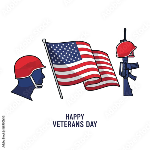 Veterans Day badge, label. Vector