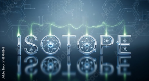 Dynamic atomic structures illuminate the scientific concept of isotopes in a modern, abstract design