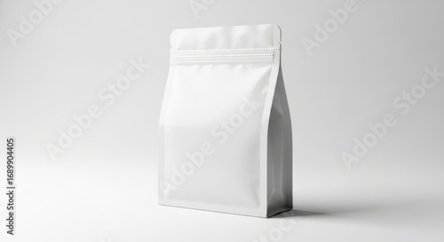 Blank White Stand-up Pouch with Resealable Zipper for Packaging and Storage