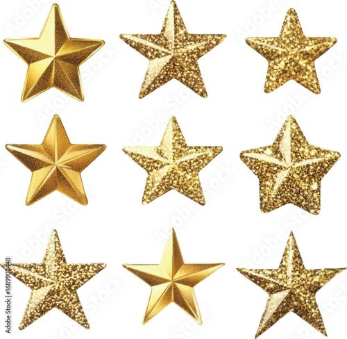 Nine Golden Glittering Stars with graphic