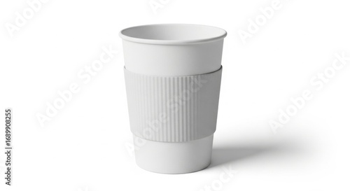 Wallpaper Mural White Disposable Coffee Cup with Ribbed Sleeve on White Background Torontodigital.ca