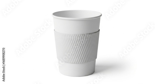 Wallpaper Mural White Disposable Coffee Cup with Ribbed Sleeve on White Background Torontodigital.ca