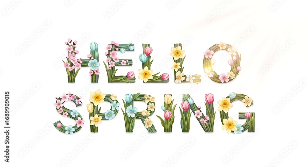 Obraz premium Vibrant floral letters spell out 