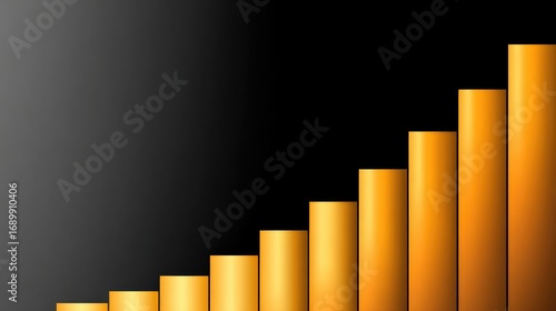 Ascending golden bars on dark gradient