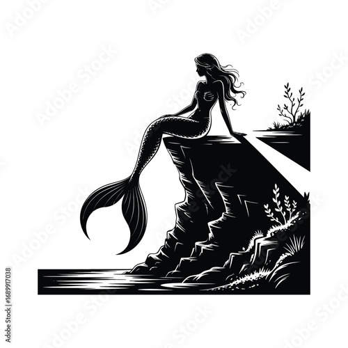 Elegant Ballerina Silhouette Illustration Performing Dance Under Spotlight on Stage