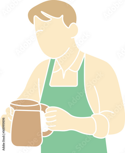 Barista Brewing Coffee Illustration

