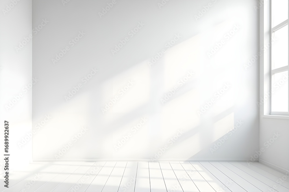 custom made wallpaper toronto digitalBlank white interior room background, empty white walls corner and white wood floor contemporary, 3D rendering