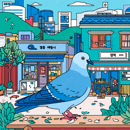 Pigeon - A strutting gray bird pecking crumbs on a bustling urban square --sref 2782005208 --v 7.0 - @ttkd0310 (relaxed)