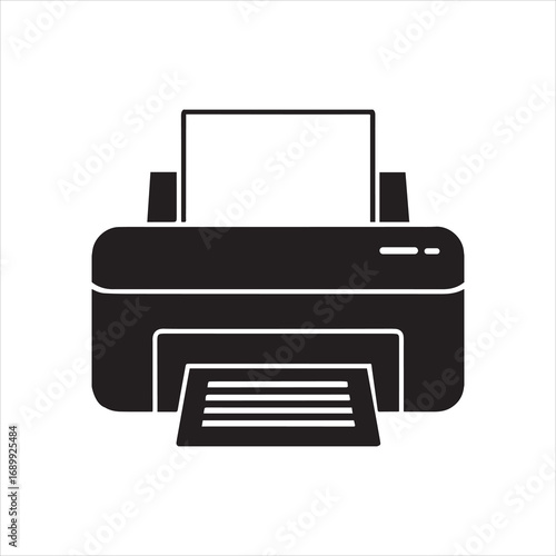 printer with paper output icon vector illustration