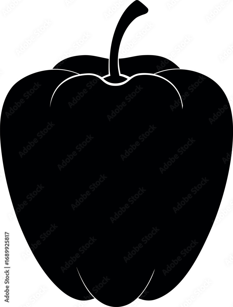 Fototapeta premium Capsicum Vegetable Silhouette with White Contour Lines