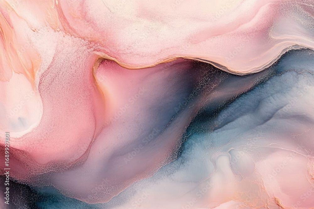 Fototapeta premium Soft flowing abstract background with smooth transitions of pink, peach, and gray tones creating an elegant and calming effect