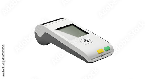 Modern payment terminal isolated on transparent background for cashless transactions