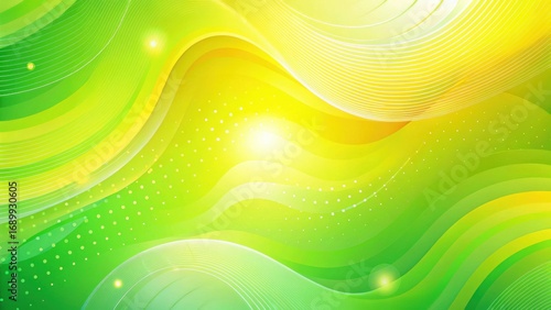 Wallpaper Mural Abstract Lime Green and Sunny Yellow Swirling Wave Background Design Featuring Bright Glowing Highlights and Subtle Dotted Texture Torontodigital.ca