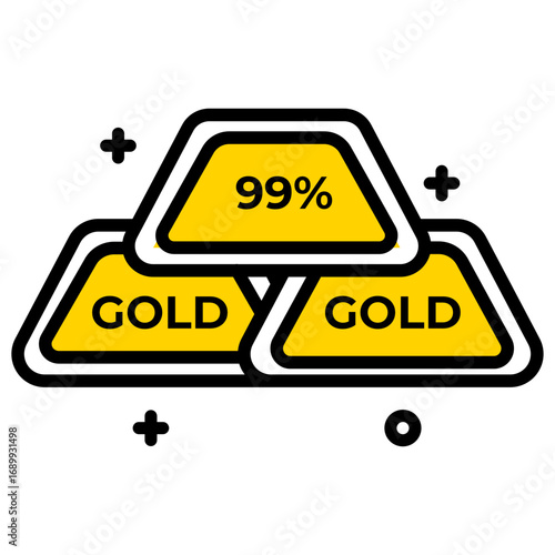 icon of gold.  Illustration symbolizing financial assets, banking, wealth, and investment security. suitable for website and banking application