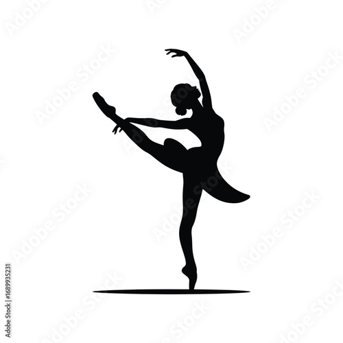 Elegant Ballerina Silhouette Illustration Performing a Dance Pose with Graceful Movement