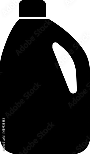 Cleaning product bottle icon in flat style, Monochrome detergent, spray, liquid container, household cleaner, disinfectant, soap, chemical packaging illustration isolated on transparent background.